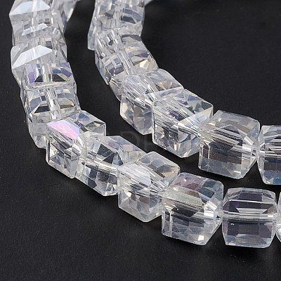 Electroplate Glass Beads Strands X-EGLA-D018-8x8mm-01-1