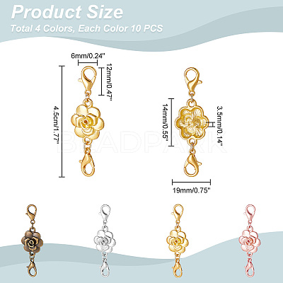 40Pcs 4 Styles Zinc Alloy Double Lobster Claw Clasps Connectors FIND-NB0003-29-1