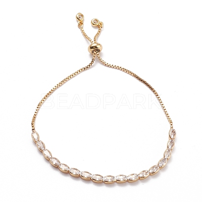 Cubic Zirconia Oval Tennis Bracelet for Men Women Gift BJEW-F417-05G-RS-1