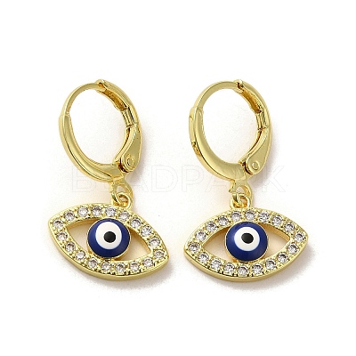 Horse Eye Real 18K Gold Plated Brass Dangle Leverback Earrings EJEW-Q797-23G-01-1