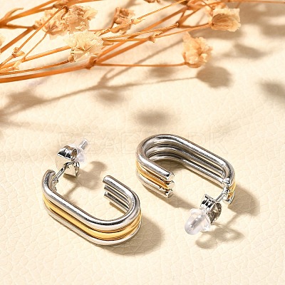304 Stainless Steel Two Tone Stud Earrings EJEW-F355-05GP-04-1