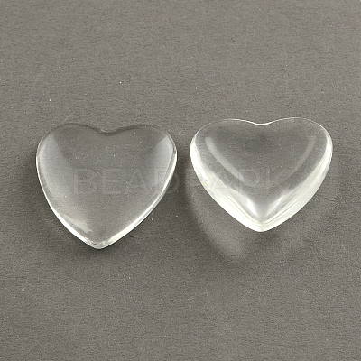 Transparent Glass Heart Cabochons GGLA-R021-18mm-1