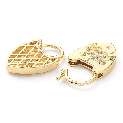 Brass Micro Pave Clear Cubic Zirconia Clasps ZIRC-P082-03A-G-1