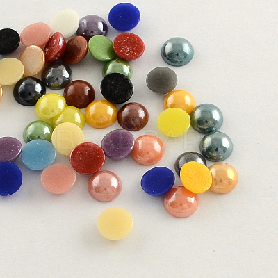 Pearlized Plated Opaque Glass Cabochons PORC-S801-5mm-M-1