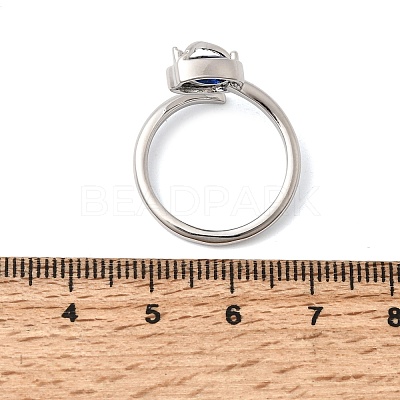 Brass Micro Pave Cubic Zirconia Cuff Open Rings for Women RJEW-L343-01P-05-1
