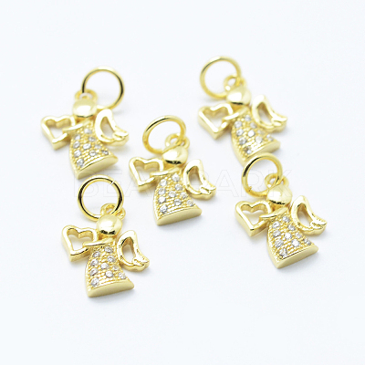 Brass Micro Pave Cubic Zirconia Charms KK-P133-03G-NR-1