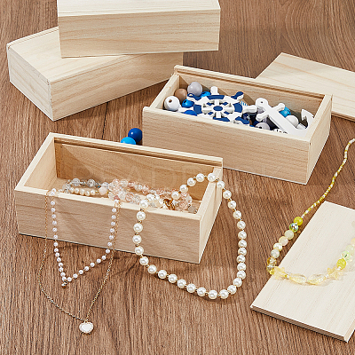 Rectangle Unfinished Wood Gift Storage Box LS-CON-WH0094-38A-1