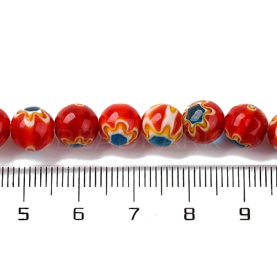 Handmade Millefiori Lampwork Beads Strands LAMP-G164-05A-1