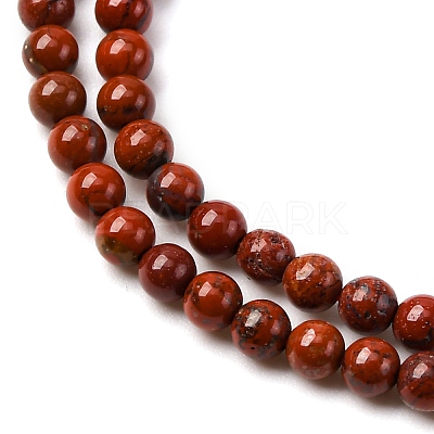 Natural Red Jasper Round Bead Strands G-A130-3mm-08-01-1