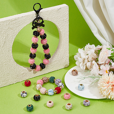 100Pcs 10 Colors Polyester European Beads FIND-SC0020-91-1