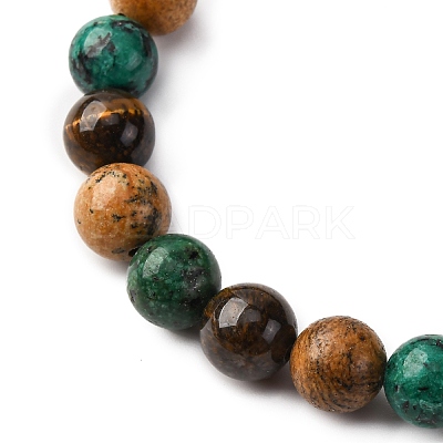 12 Constellations Natural Tiger Eye & Picture Jasper & Agate & Black Onyx Round Beaded Stretch Bracelets for Men Women WGB9E7C-05-1