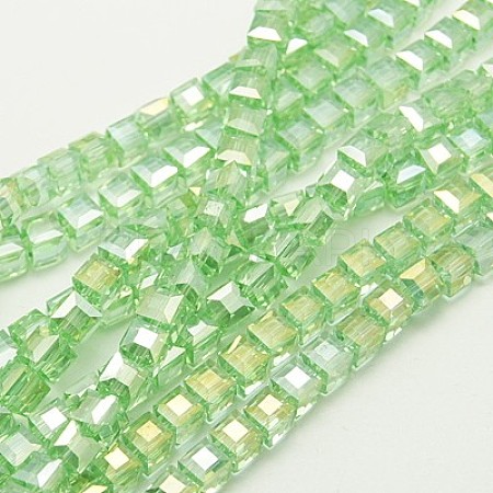 Electroplate Glass Beads Strands EGLA-D018-8x8mm-33-1