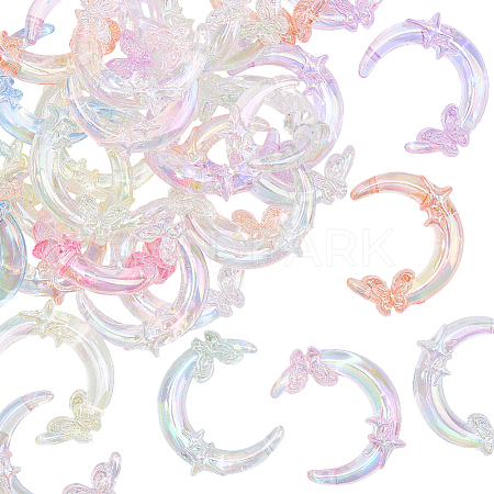 40Pcs Transparent UV Plating Acrylic Beads PACR-BM0001-01-1