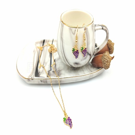 Fruits Alloy Enamel Pendant & Dangle Earrings Sets WGD4C05-05-1
