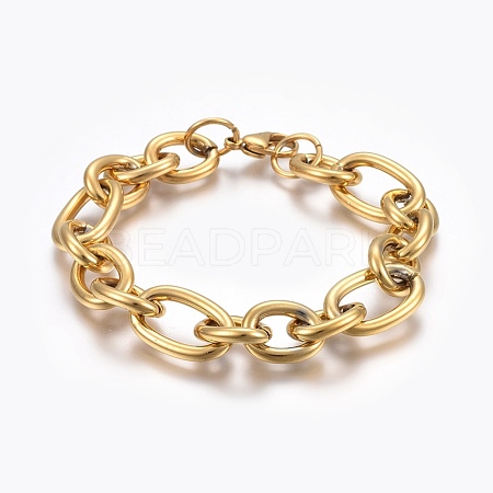 Ion Plating(IP) 304 Stainless Steel Cross Chain Bracelets BJEW-L634-11G-1