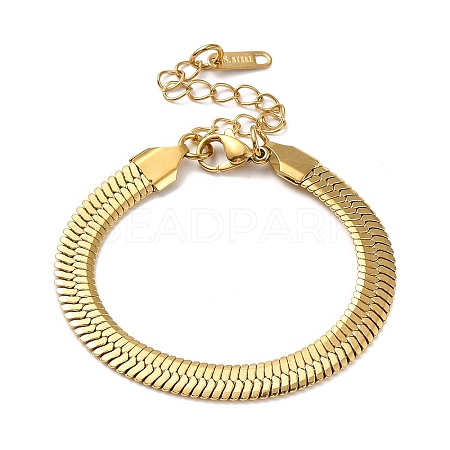 Ion Plating(IP) 304 Stainless Steel Herringbone Chain Bracelet for Men Women BJEW-E058-01E-G-1