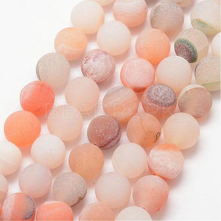 Natural Druzy Geode Agate Bead Strands G-K166-09-8mm-02-1
