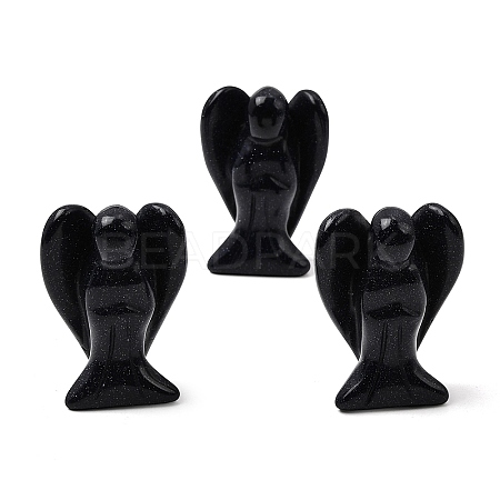 Synthetic Blue Goldstone Angel Figurine DJEW-N006-01A-38-1