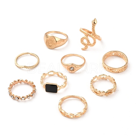 Zinc Alloy Finger Rings Sets RJEW-L101-02G-1