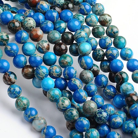 Dyed Natural Imperial Jasper Round Bead Strands G-M274-05-4mm-1