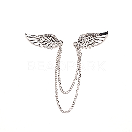 Men's Crystal Wings Scarf Collar Brooch Lapel Pin JEWB-WH0022-22B-1