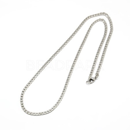 304 Stainless Steel Curb Chain Necklace Making X-STAS-A028-N108P-1