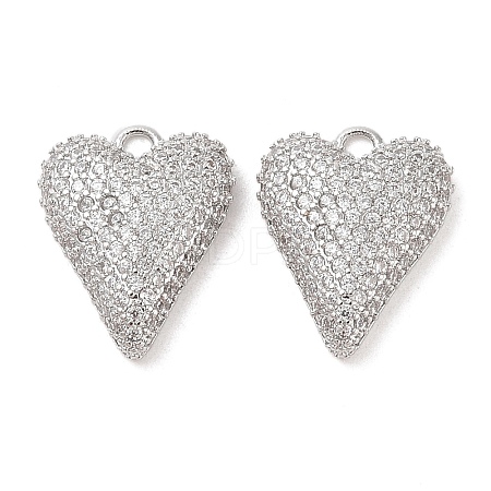 Brass Micro Pave Clear Cubic Zirconia Pendants KK-S388-01P-03-1