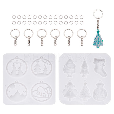  Jewelry Christmas Theme Pendant Silicone Molds DIY-PJ0001-19-1