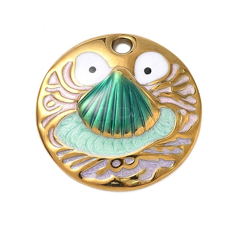 304 Stainless Steel Enamel Pendants LS-STAS-A092-01C-G-1