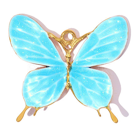 304 Stainless Steel with Sky Blue Enamel Pendants SA-OY001-27G-03-1