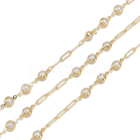 Handmade CCB Plastic Imitation Pearl Beaded Chains CHC-K011-25G-1