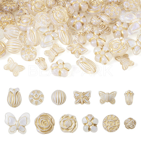  96Pcs 12 Styles UV Plating Acrylic Beads MACR-TA0001-32-1