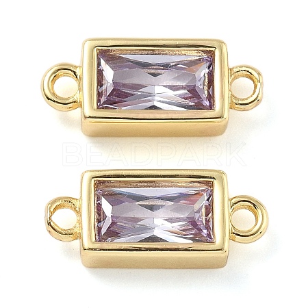 Brass Pave Glass Rectangle Connector Charms KK-H002-06G-04-1