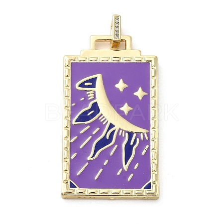 Brass Micro Pave Cubic Zirconia Pendant with Enamel KK-H458-02G-N01-1