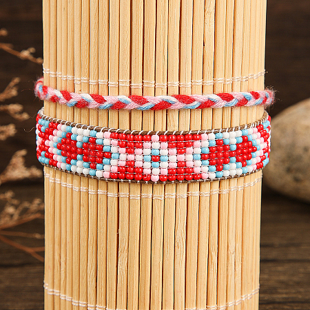 Bohemian Style Geometric Glass Seed Bead Handmade Bracelet Sets for Women FL7328-2-1