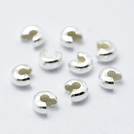925 Sterling Silver Crimp Beads Cover STER-G027-27S-3mm-1