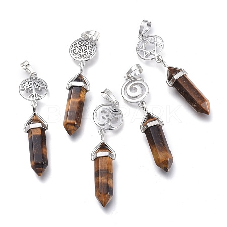 Natural Tiger Eye Pointed Big Pendants G-D0021-01P-23-1