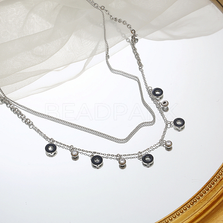 Stylish Stainless Steel Double Layer Collarbone Chain for Women's Daily Wear CC8393-2-1