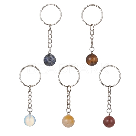 Natural & Synthetic Gemstone Round Keychain KEYC-JKC00577-1