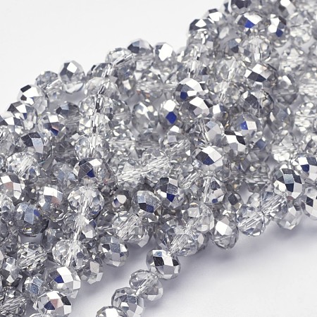 Electroplate Glass Faceted Rondelle Beads Strands X-EGLA-D020-8x5mm-19-1