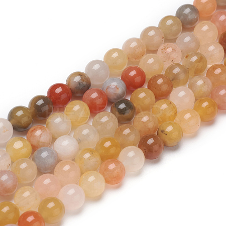 Natural Golden Silk Jade Beads Strands G-L555-05-6mm-1