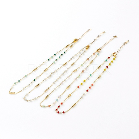 Faceted Glass Beaded Necklaces NJEW-JN03278-1