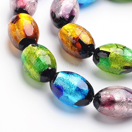 Handmade Silver Foil Glass Oval Beads FOIL-I004-C-M-1