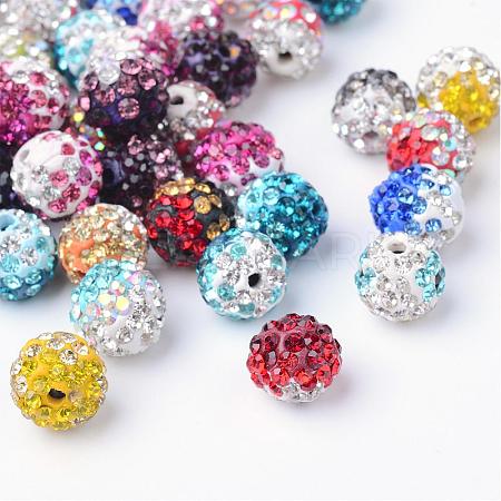 Two-Tone Color Handmade Polymer Clay Disco Ball Beads RB-R041-M-1