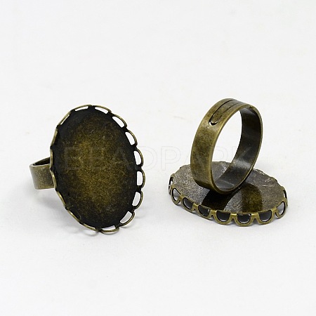 Antique Bronze Adjustable Iron Pad Finger Ring Findings Perfect for Cabochons X-RJEW-B032-AB-1