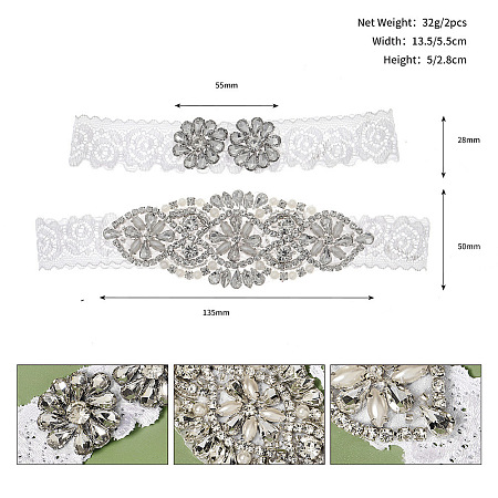 Rhinestone Bride Flower Lace Leg Belts WG66B83-13-1