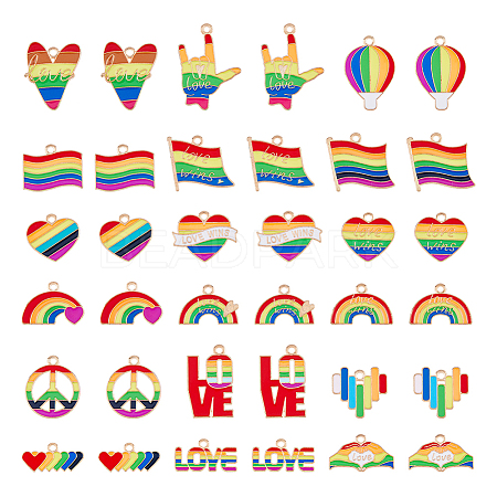 DICOSMETIC 72Pcs 18 Styles Rainbow Color Alloy Enamel Pendants ENAM-DC0001-26-1