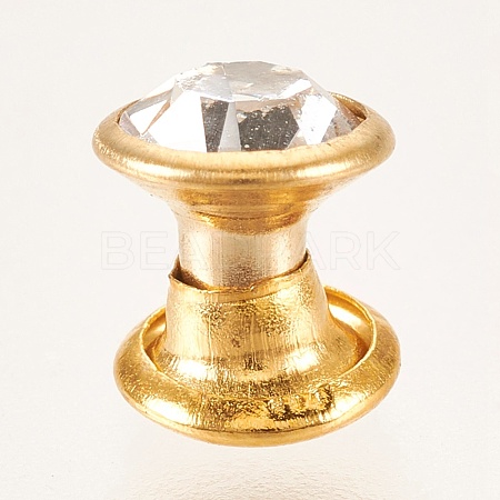 Double Brass Rhinestone Cap Rivets FIND-WH0028-01A-G-1