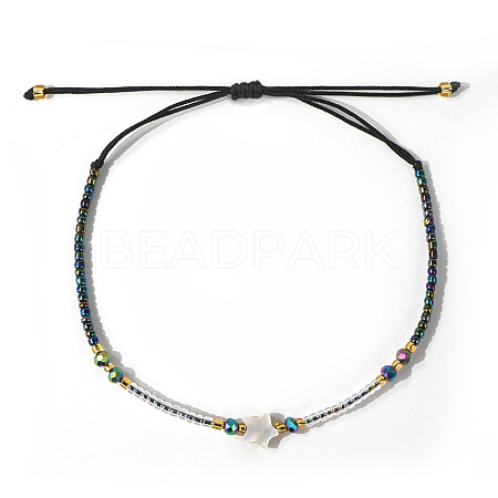 Adjustable Glass Seed Beads Braided Bead Bracelets IF7120-11-1