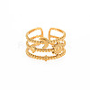 Ion Plating(IP) 304 Stainless Steel Sun and Moon Open Cuff Ring for Women RJEW-S405-152G-1
